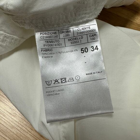 Canali Black Edition NWT Cotton Blend Flat Front Pants White Size 50 (US 34) - Picture 5 of 12